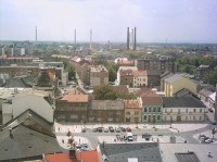 Pohled z věže zámku Muzea Komenského na náměstí T. G. Masaryka (2004)