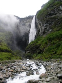 Údolí Utladálen, vodopád Vettisfossen, 275 m volného pádu vod