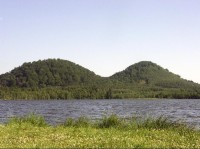 Děvín: Pohled na vrch Děvín (vlevo) od Hamerského rybníku