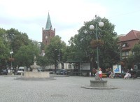 Barlinek, náměstí s fontánou Husopaska