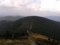 PR Malenovický kotel - pohled po hranici rezervace ze stoupání na Lysou horu (září 2010)