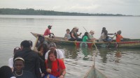 Volunteers take a boat ride at Lake Victoria real adventure