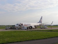 Letadlo společnosti Travel Service na letišti Brno-Tuřany