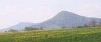 Pohled k jihu,: na Ortel (554 m. n. m.) a Šišák (484 m. n. m.)