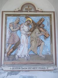 Ježišovi Šimon kríž niesť pomáha