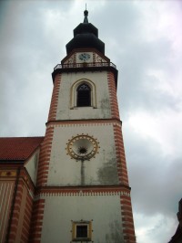 veža kostola z roku 1856 - dodnes dominanta Myjavy