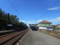 A zde železniční zastávka Litoměřice město.