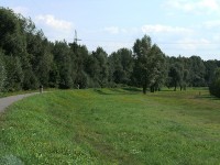 Vlevo stezka po hrázi řeky Ostravice, vpravo blíže k řece je možnost projet se na kole, nebo kde je libo, se psem