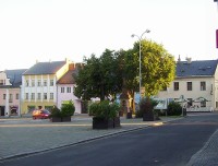 Rýmařov-náměstí s barokní sochou P.Marie-Foto:Ulrych Mir.