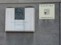 Velká Bystřice-pamětní deska Antonína Nakládala na budově Hasičské zbrojnice-Foto:Ulrych Mir.