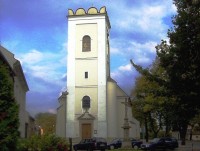 Chvalkovice-Selské náměstí-chrám sv.Barbory-průčelí-Foto:Ulrych Mir.