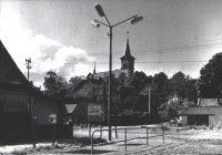 Hlubočky-ves-kostel a dolní část Náměstí Družby v r.1955-sbírka:Ulrych Mir.