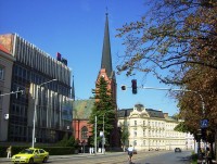 Olomouc-tř.Svobody a Červený kostel a Vědecká knihovna-Foto:Ulrych Mir.