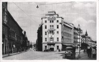 Olomouc-1.máje-hotel Palác a Komenského ulice bez kostela sv.Gorazdy-20.léta 20.stol.-sbírka:Ulrych Mir.