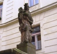 Olomouc-schodiště se sochou sv.Jana Nepomuckého ke kapli sv.Jana Sarkandra-Foto:Ulrych Mir.