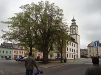 Rýmařova-náměstí Míru s radnicí a sochou sv. Jana Nepomuckého-Foto:Ulrych Mir.