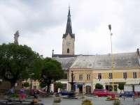 Mohelnice-náměstí Svobody s morovým sloupem a sousoším a kašnou-Foto:Ulrych Mir.