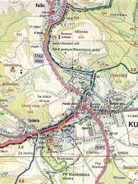 Výřez mapy v okolí Kunštátu