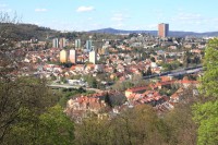 Pohled z vyhlídky na městskou část Žabovřesky a Komín