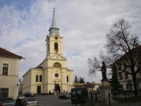 Březové Hory - náměstí s kostelem sv. Vojtěcha