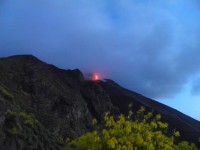 erupce sopky Stromboli.
