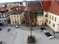 Chomutov, pohled z věže na kostel sv. Kateřiny