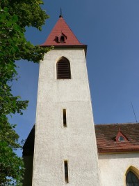 Chlístov, věž kostela od jihu
