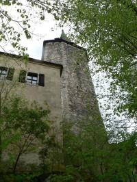 Roštejn, hrad z cesty lesem