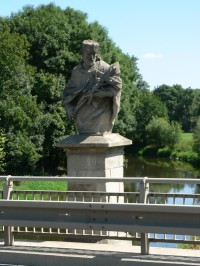 Přeštice, socha sv. J. z Nepomuku na mostě přes Úhlavu