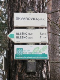 turistické rozcestí Škvárovka