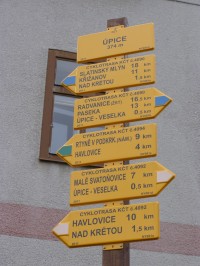 cykloturistické rozcestí Úpice - náměstí T. G. Masaryka