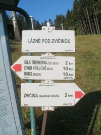 turistické rozcestí Lázně pod Zvičinou
