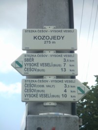 rozcestí NS Češov-Vysoké Veselí - Kozojedy