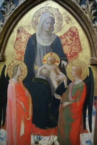 Fra Angelico - Panna Marie s dítětem a dvěma anděly