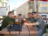 na pivečku ve Vítkově ( Lubko, Míša, Milan a já )