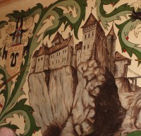 hrad Holštejn-nástěná kresba v hospůdce