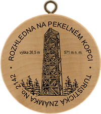 Turistická známka č. 2142 - Rozhledna na Pekelném kopci u Třebíče