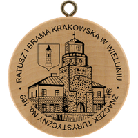 Turistická známka č. 169 - Ratusz i Brama Krakowska w Wieluniu