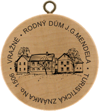 Turistická známka č. 1506 - Rodný dům J.G.Mendela - návštěvnické centrum venkovského regionu Moravského Kravařska
