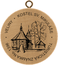 Turistická známka č. 1396 - Veliny - Kostel sv. Mikuláše