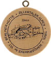 Turistická známka č. 157 - BERLINER HÜTTE-ZILLERTALER ALPEN -TIROL