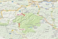 Slovinsko - Julské Alpy: mapa - kemp Soča, cesta přes sedlo Vršič (zdroj: mapy google)