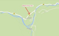 Slovinsko - Julské Alpy: mapa - příjezd ke kempu Soča (zdroj: mapy google)