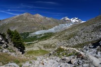 Švýcarsko - Walliské Alpy: cestou z Gornergratu k údolí potoka Findelbach, Findelgletscher