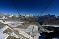 Švýcarsko - Walliské Alpy: pohled zpět z Klein Matterhornu na Trockener Steg