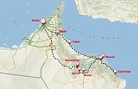 mapa trasy Dubaj - Omán (zdroj: mapy.cz)