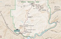 USA Jihozápad: mapa Arches - jižní část parku (zdroj: Arches National Park)