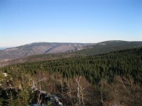 Výhled na Smrk (nejvyšší horu české části Jizerských hor).