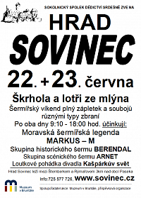 Plakát na akci Hrad Sovinec ŠKROHLA A LOTŘI ZE MLÝNA 22a23.Června.2019