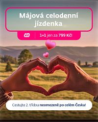 Májová jízdenka Májová celodenní jízdenka – jezděte ve dvou za cenu jedné